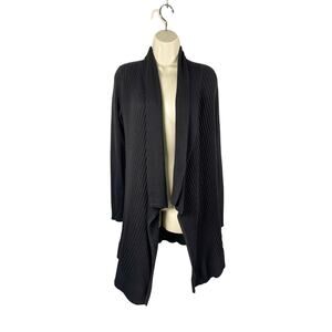 White House Black Market Cardigan Sweater Women Small Black Cotton Cashmere Wool